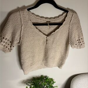 Zara Beige Knit Crop Top